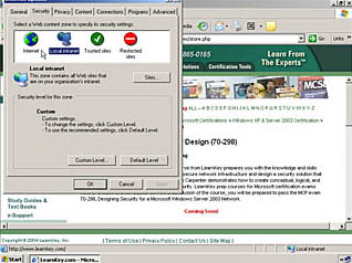 Course main menu